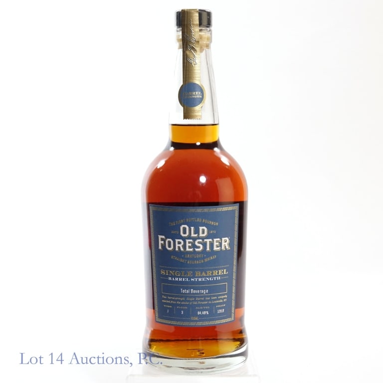 Old Forester Barrel Strength Bourbon Store Pick: Old Forester Single Barrel Barrel Strength Bourbon, 128.8 Proof, 750 ml, Total Beverage Private Selection.