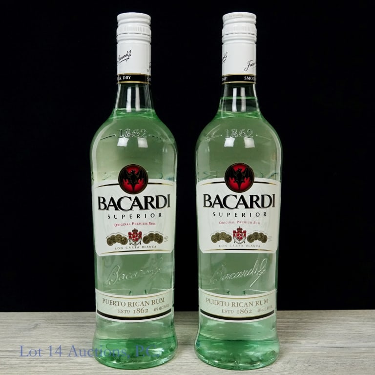 Bacardi Superior Blanca Puerto Rican Rum (2): 2 bottles total in this lot. Bacardi Superior Blanca Puerto Rican Rum, 80 Proof, 750 ml (x2).