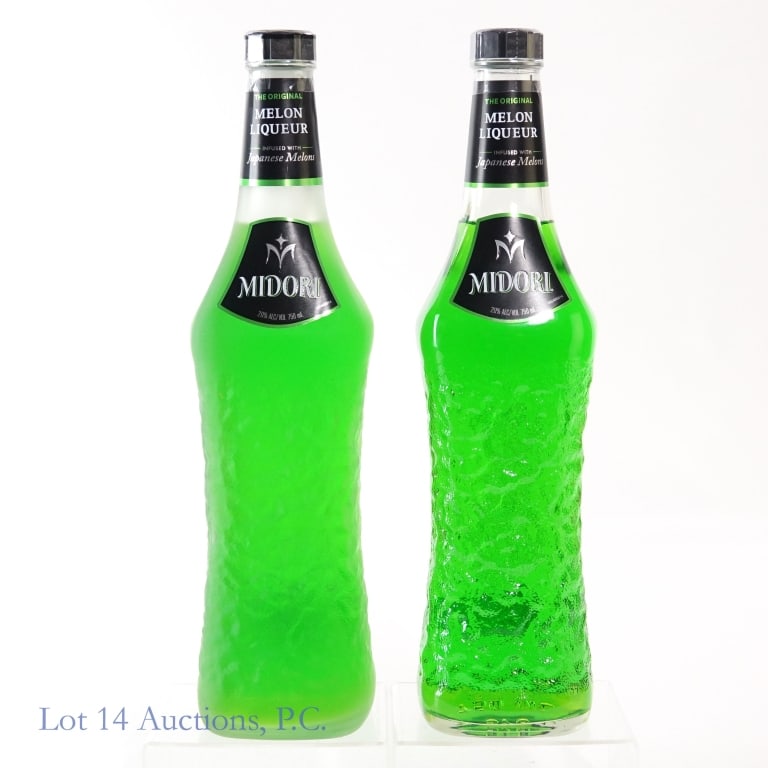 Midori Japanese Melon Liqueur (2): 2 bottles total in this lot. Midori Japanese Melon Liqueur, 20% ABV, 750 ml.