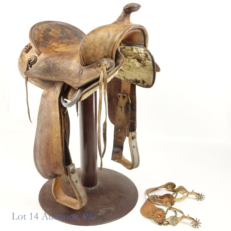 Horse Saddle Mounted as Stool, With Stirrups: Horse Saddle Mounted as Stool. For complete barstool, Local Pick Up ONLY. If only saddle is required, item can be unbolted and shipped as such. Saddle mounted as barstool. Oddly comfortable. Seat sits