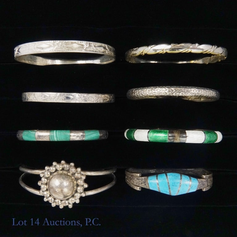 CORRECTED: Sterling Silver Bracelets (7): CORRECTED! 7 (NOT 8) sterling silver bracelets. All marked "925", "sterling", or equivalent. Total weight: 139.6 GRAMS (NOT 154.8 grams).