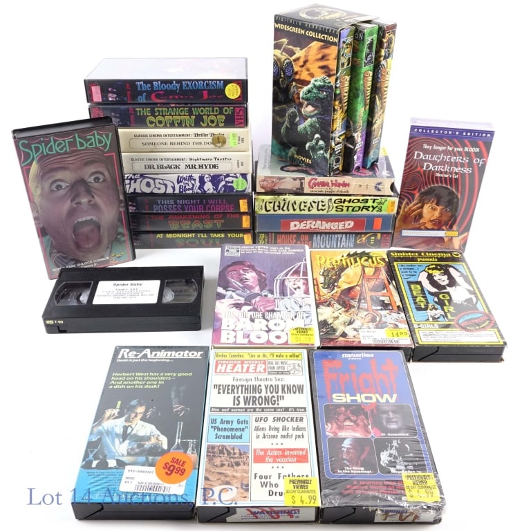 Horror, Grindhouse and Adult VHS (23): Horror, Grindhouse and Adult VHS (23). A variety of low to high budget films featuring wild monsters of all types. For mature audiences only. See photos for more details.