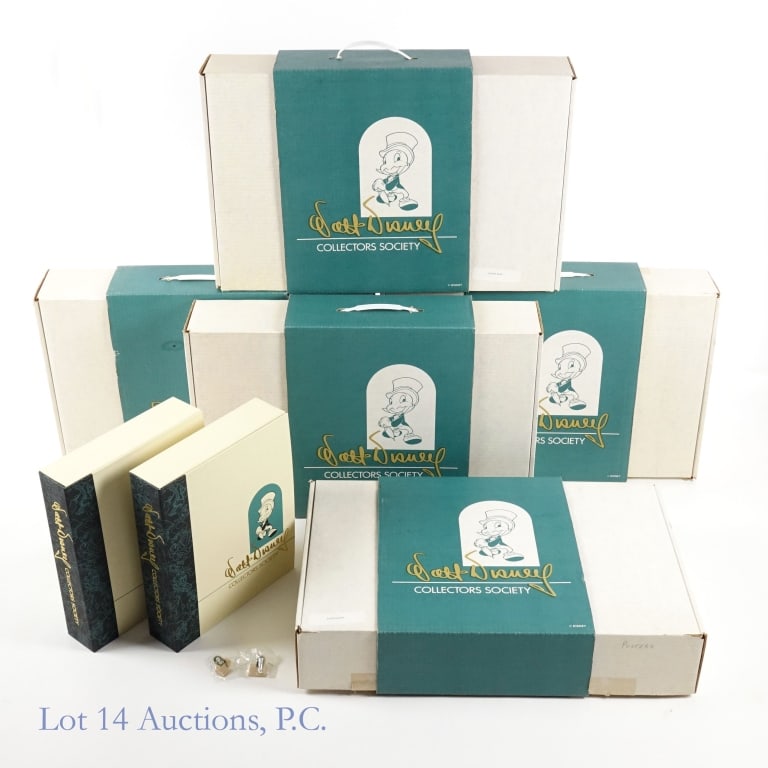 Walt Disney Collectors Society Kits (4): 4 Walt Disney Collectors Society Kits. All boxes contain writing on the sides. Includes: 2 Bambi Field Mouse posters (1 autographed), 1 Bambi, Thumper, and Flower poster (autographed), 8 Walt Disney C