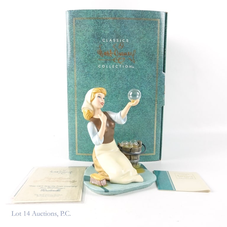 Walt Disney Classics Cinderella Figurine: "They Can't Stop Me From Dreaming" figurine from the Walt Disney Classics Collection "Cinderella" Series. This series retired in 1993. Comes with original box and Certificate of Authenticity.