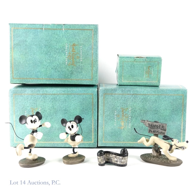 Walt Disney Classics The Delivery Boy Figures (4): 4 figurines from the Walt Disney Classics Collection "The Delivery Boy" Series. This series retired in 1997. All come with original boxes and Certificates of Authenticity. Includes: Mickey Mouse "Hey 