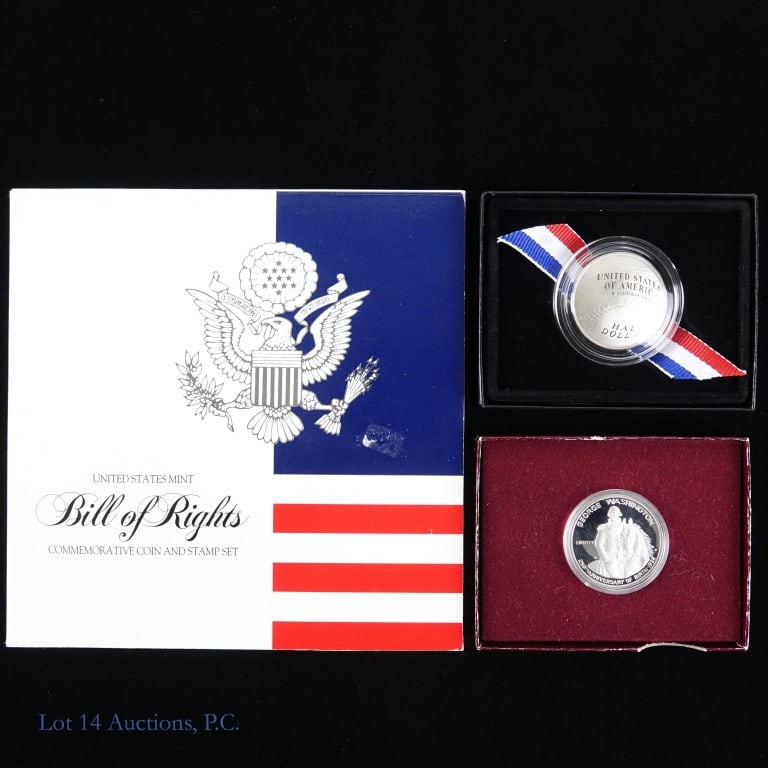 Silver / Clad U.S. Proof Comm. 50c Coins (3): Three (3) United states silver / clad commemorative half dollars (San Francisco Mint). Silver coins metal is 90% silver and weighs 12.5 grams (0.35 ozt) each. Dates and themes are as follows: ---1982-