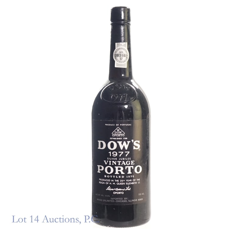 1977 Dow's Silver Jubilee Vintage Porto: 1977 Dow's Silver Jubilee Vintage Porto, 20.6% ABV, 750 ml, Vintage: 1977, Bottled: 1979, commemorating the 25th year of the Reign of H.M. Queen Elizabeth II. All bottles were stored horizontally in o