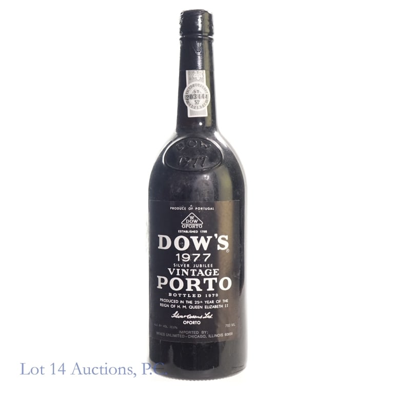 1977 Dow's Silver Jubilee Vintage Porto: 1977 Dow's Silver Jubilee Vintage Porto, 20.6% ABV, 750 ml, Vintage: 1977, Bottled: 1979, commemorating the 25th year of the Reign of H.M. Queen Elizabeth II. All bottles were stored horizontally in o