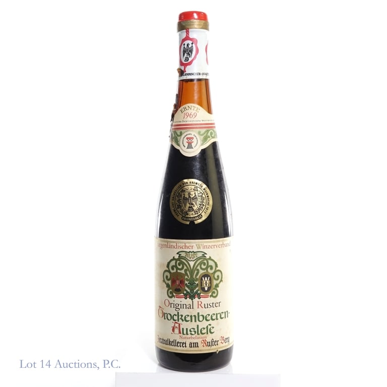 1969 Original Ruster Trokenbeerenauslese Reisling: 1969 Original Ruster Trokenbeerenauslese Reisling, 12% ABV, 1 Pint, 8 Ounces, Vintage: 1969, Region: Burgenland, Austria. Gold Medal from the Kremser Weinwoche.