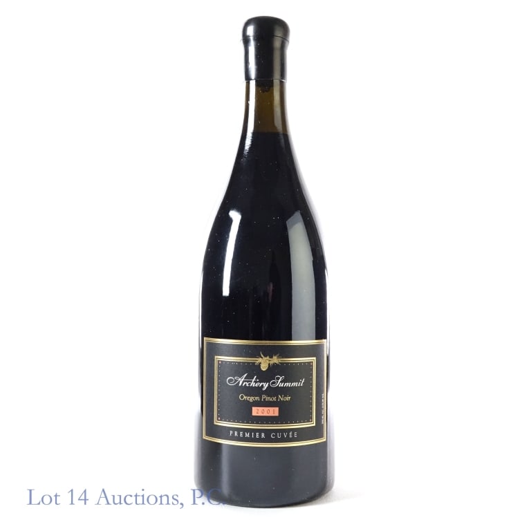 2001 Archery Summit Oregon Pinot Noir (3 L)***: 2001 Archery Summit Oregon Pinot Noir Premier Cuvee, 14.2% ABV, 3 Liters, Vintage: 2001, Region: Willamette Valley, Oregon, Bottle #33***Several large cracks in wax seal, one is wrapped all the way ar