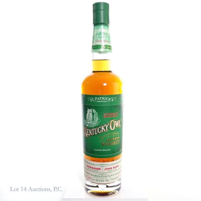 Kentucky Owl St. Patricks Edition Bourbon: Kentucky Owl St. Patricks Edition Bourbon, 100 Proof, Edition, Release #1.