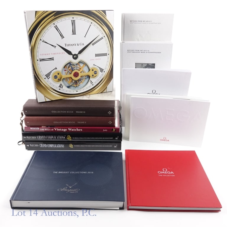 Books About Collector Watches (13): Large collection of books related to a variety of collector watches. Look at what is included: Tiffany & Co Tiffany Timepieces by John Loring. This book is housed in a nice slip case and is in very ni