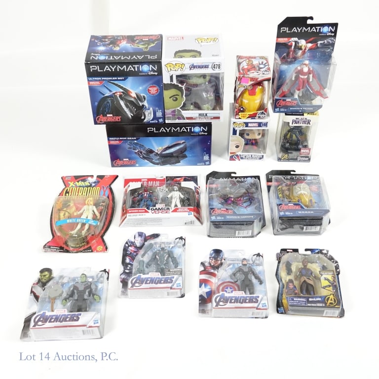 Marvel Avengers Funko Toy Figures (NIB) (15): Marvel Avengers Funko Toy Action Figures (NIB - New In Box / Factory Sealed) (15 Items Total - All Unopened). Includes: (5x) 2015 Hasbro Marvel Avengers Playmation Figures, (3x) 2018 Hasbro Marvel Ave