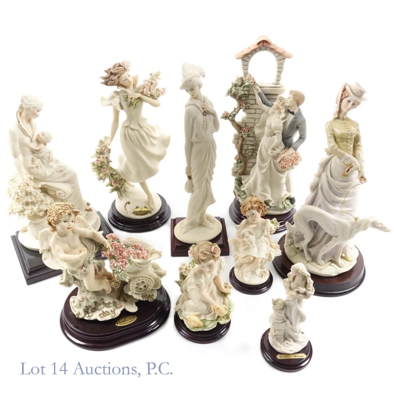 Giuseppe Armani Florence Figures (8): Giuseppe Armani Florence Figures (2). LOCAL OR THIRD PARTY SHIPPING ONLY Collection of eight figures from Giuseppe Armani and one from Arnart ranging from 5" - 11" tall. 1987 figure, "Lady with Handba