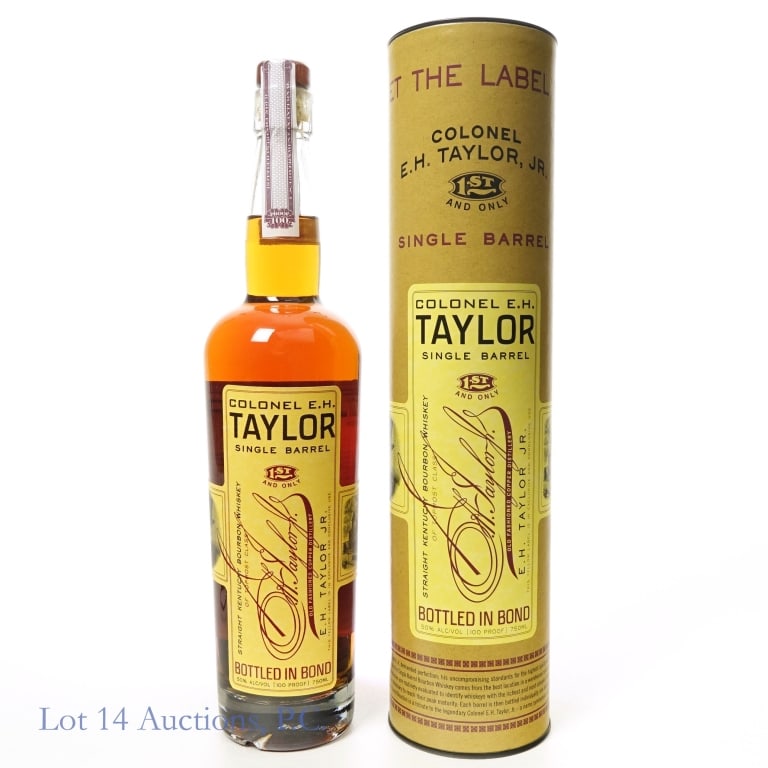 Colonel E.H. Taylor Single Barrel Bourbon (2022): Colonel E.H. Taylor Single Barrel Bourbon (2022), 100 Proof, 750 ml, Cylinder tube included.