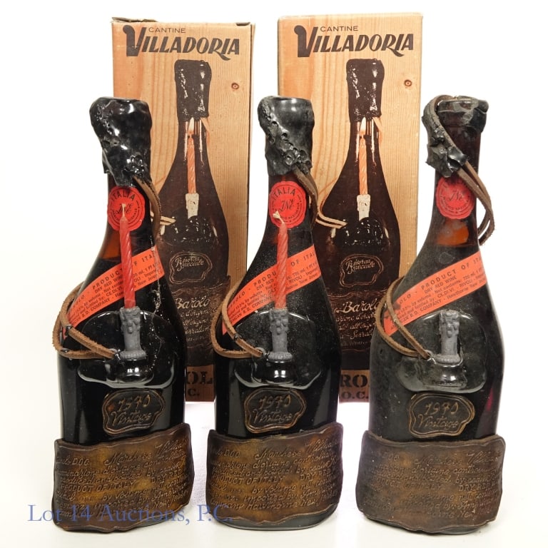 1970 Marchesi Villadoria Barolo Riserva Special, 3: 3 bottles total in this lot. 1970 Marchesi Villadoria Barolo Riserva Speciale DOC, 13.5% ABV, 720 ml, Vintage: 1970, Region: Piedmont, Italy (x3). Boxes included for 2 of the 3 bottles. Bottle without
