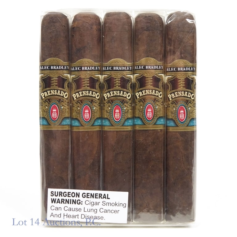 Alec Bradley Prensado Robusto Cigars (5 Pack): Alec Bradley Prensado Robusto Cigars 5" x 50, Pack of 5, Wrapper: Honduran, Origin: Honduras. Consignor stored these cigars since original purchase in a humidity-controlled humidor, and transported th