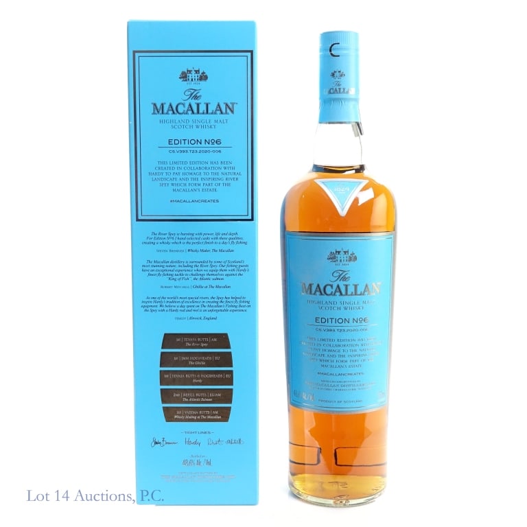 Macallan Edition No. 6 Single Malt Scotch: Macallan Edition No. 6 Single Malt Scotch, 97.2 Proof, 750 ml. Original box included. Macallan Highland Single Malt Scotch Whisky. 2020 release - Edition 6 (of 6). This is a collaboration between The 