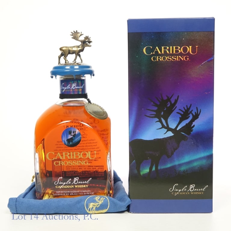 Caribou Crossing SB Canadian Whisky Store Pick: Caribou Crossing Single Barrel Canadian Whisky (2023), 80 Proof, 750 ml, Binny's Private Selection, Box and bag included.