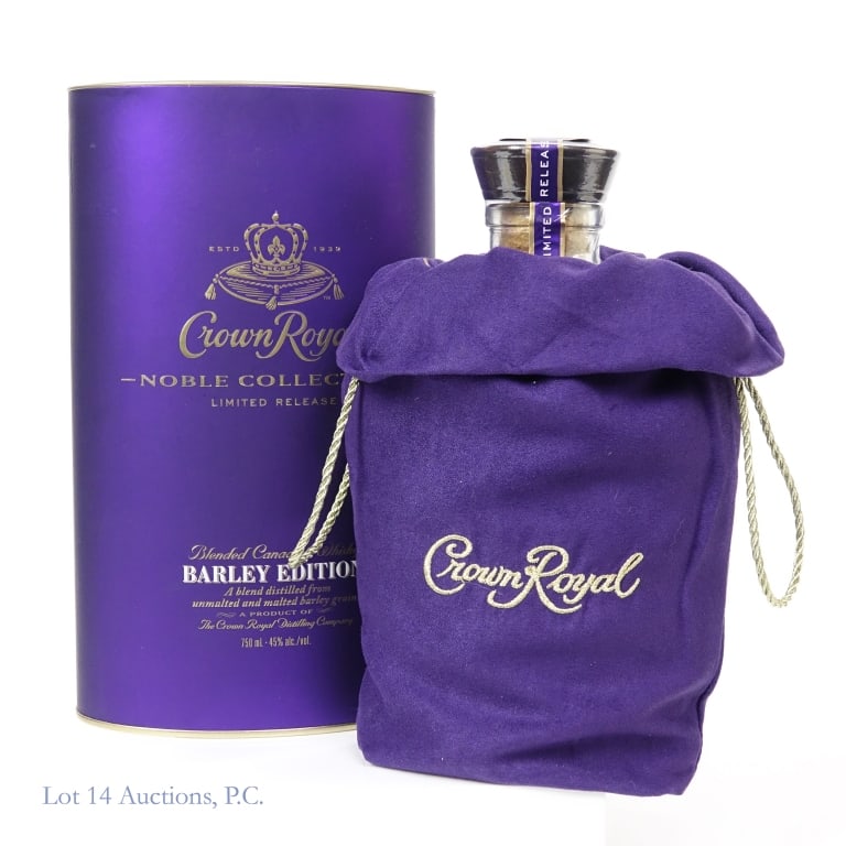 Crown Royal Noble Collection Barley Ed. Whisky: Crown Royal Noble Collection Barley Edition Canadian Whisky, 90 Proof, 750 ml, Limited Release. Oval tube and bag included.