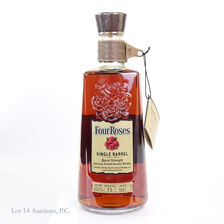Four Roses SB Bourbon Store Pick (OESQ): Four Roses Single Barrel Bourbon, 124.4 Proof, 750 ml, Kenny's Liquors Private Selection, Recipe: OESQ, Barrel #13-6I, Aged: 9 Years, 3 Months.