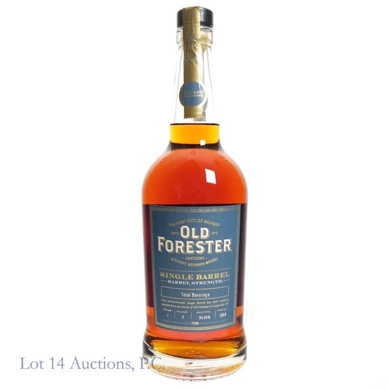 Old Forester Barrel Strength Bourbon Store Pick: Old Forester Barrel Strength Single Barrel Bourbon, 128.8 Proof, 750 ml, Total Beverage Private Selection.