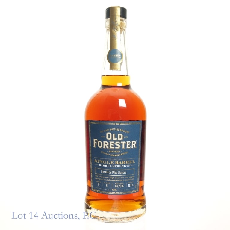 Old Forester Barrel Strength Bourbon Store Pick: Old Forester Barrel Strength Single Barrel Bourbon, 129.4 Proof, 750 ml, Donelson Pike Liquors Private Selection.
