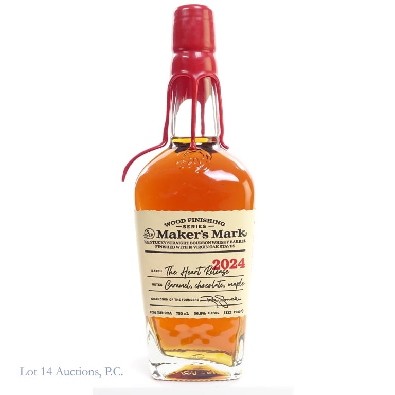 Maker's Mark WFS The Heart Release Bourbon (2024): Maker's Mark Wood Finishing Series Bourbon (2024), "The Heart Release" 112 Proof, 750 ml, Volume 1 of 5.