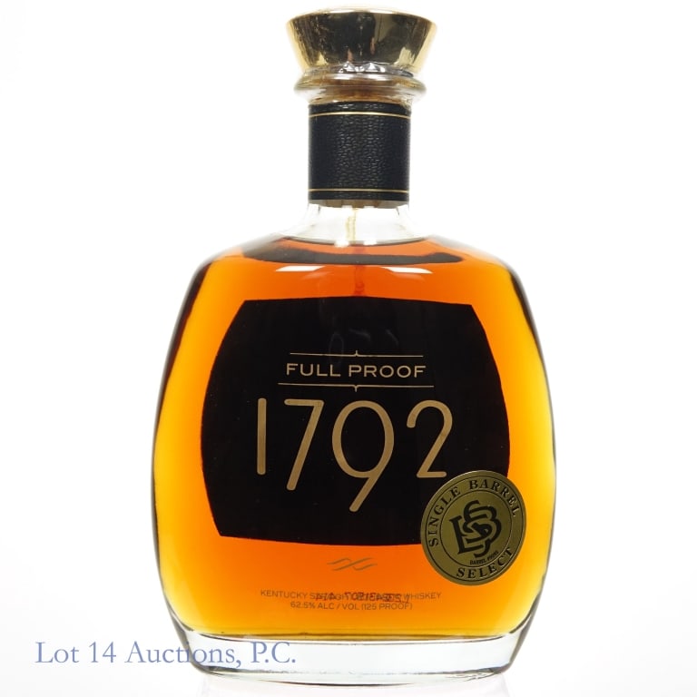 1792 Full Proof Bourbon Store Pick (2023): 1792 Full Proof Bourbon (2023), 125 Proof, 750 ml, Single Barrel Barrel #9095 Private Selection, slight residue on back of bottle indicating previous minor leak, bottle is no longer leaking.
