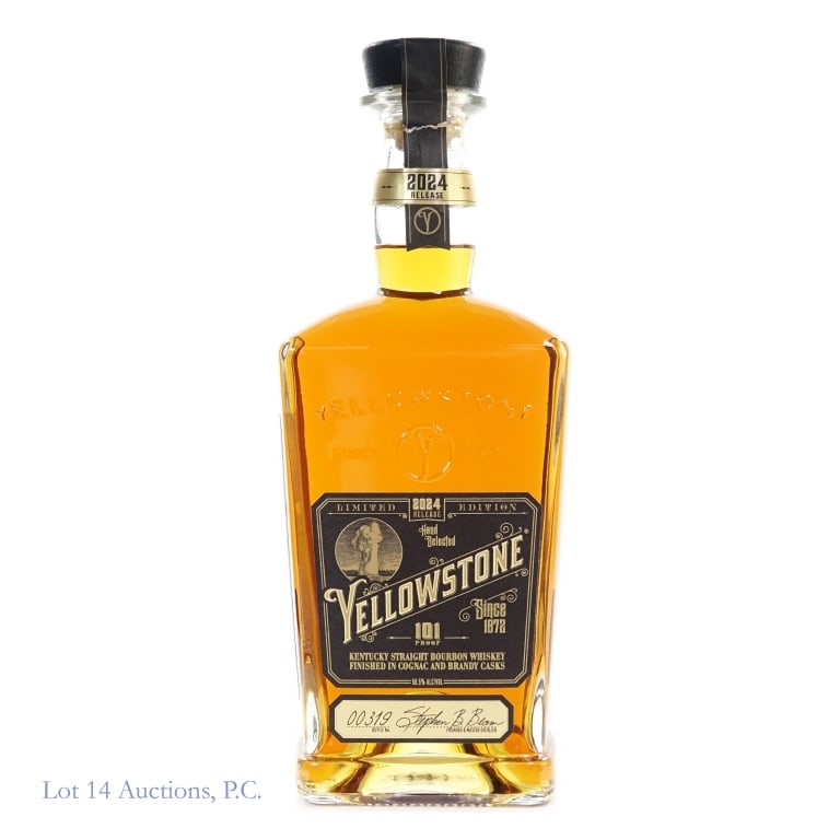 Yellowstone Limited Edition Bourbon (2024): Yellowstone Limited Edition Bourbon (2024), 101 Proof, 750 ml, Bottle #319. Paper seal torn through at one end but sealed and intact at the other. Please see photos for additional details regarding th