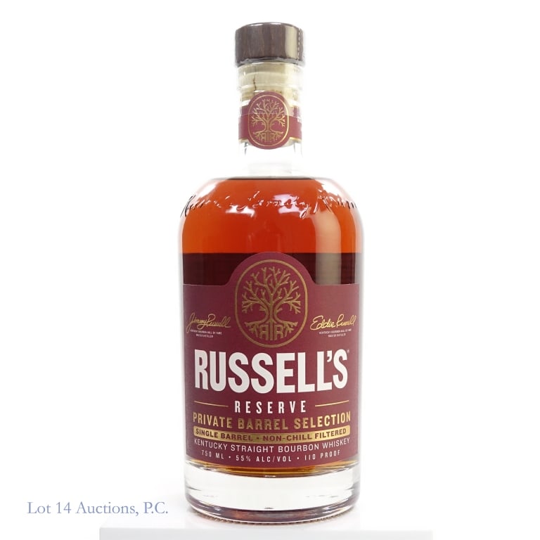 Russell's Reserve 9 Year SB Bourbon Store Pick: Russell's Reserve 9 Year Single Barrel Bourbon, 110 Proof, 750 ml, Woodman's Private Selection, Distilled: 03-02-15, Dumped: 09-20-24, Bottled: 10-08-24, Barrel #24-0238.