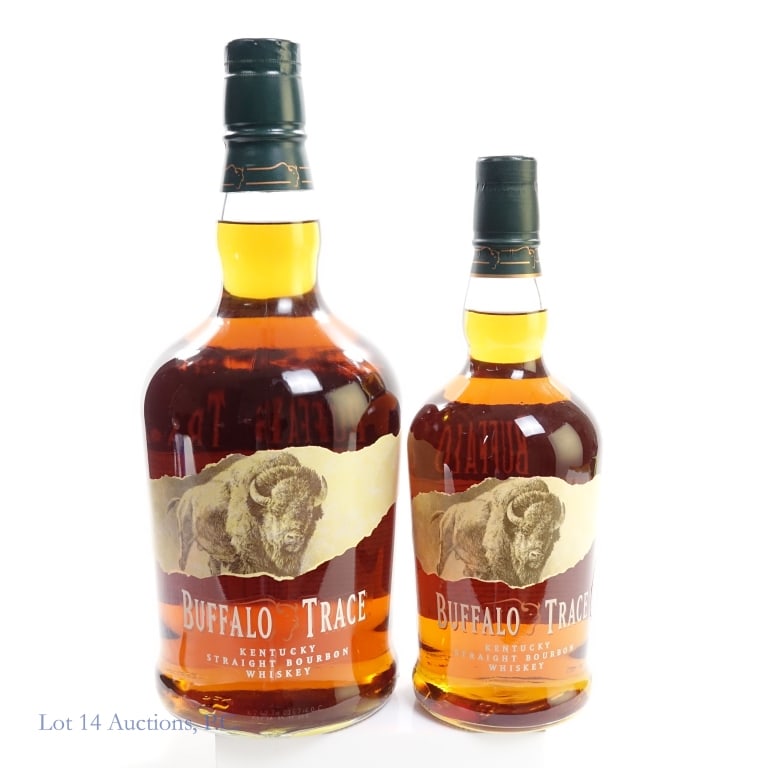 Buffalo Trace Bourbon (2, 750 ml & 1.75 L): 2 bottles total in this lot. 1-Buffalo Trace Bourbon (2023), 90 Proof, Woodman's Markets Barrel #209 Private Selection. 2-Buffalo Trace Bourbon (2024), 90 Proof, 1.75 Liters.