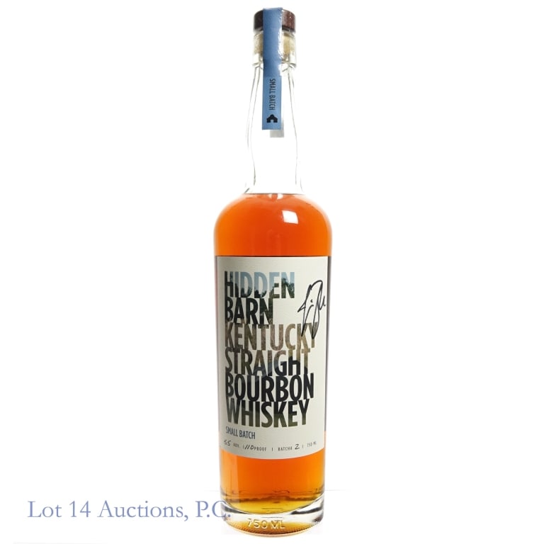 Hidden Barn Small Batch Bourbon: Hidden Barn Small Batch Bourbon, 110 Proof, 750 ml, Batch #2, Signed by Jackie Zykan, Hidden Barn Master Blender and former Old Forester Master Taster.