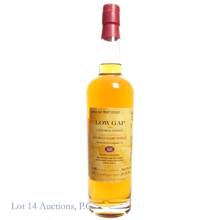 Low Gap 4 Yr Bavarian Hard Wheat Whiskey Pick: Low Gap 4 Year Bavarian Hard Wheat Whiskey, 89.6 Proof, 750 ml, K&L Wine Merchants Private Selection, Batch #2010/4C, Distilled: 09-30-10, Filled: 10-24-14, Aged: 4 Years.
