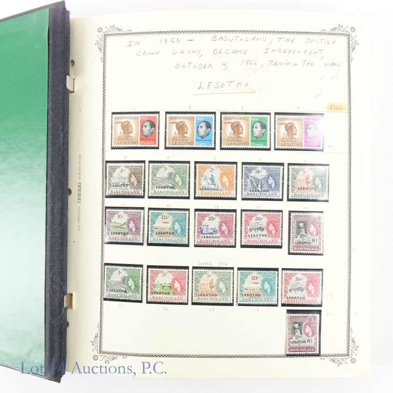 Lesotho Scott's Stamp Album: High quality Lesotho Scott's stamp album. in 1966, Basutoland, the British Crown colony became independent October 4, 1966 taking the name Lesotho. Per consigner, stamps are in mint / unused condition