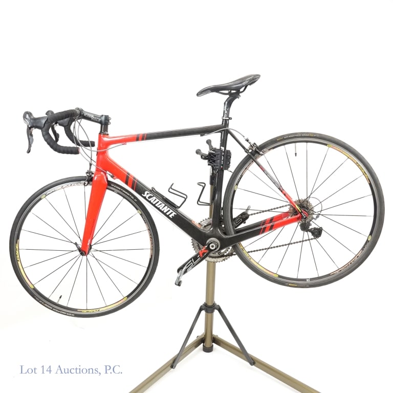 Scattante 55cm Full Carbon Race SL10 Road Bike: *** LOCAL or 3rd Party SHIPPING ONLY. Lot 14 Auctions will not ship this lot from our shop. *** Scattante SL10 Race road bike, likely 2010-2012 with full monocoque carbon fiber frame, 20 Speed, Shiman