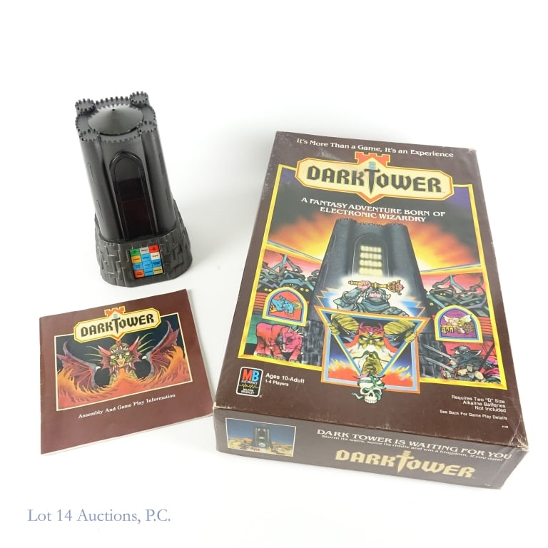 1981 Dark Tower Board Game, Complete: 1981 Dark Tower Board Game, Complete. A complete 1981 Dark Tower, a fantasy adventure born of electronic wizardry, game from Milton Bradley. Tower tested with new batteries and began with flashing red