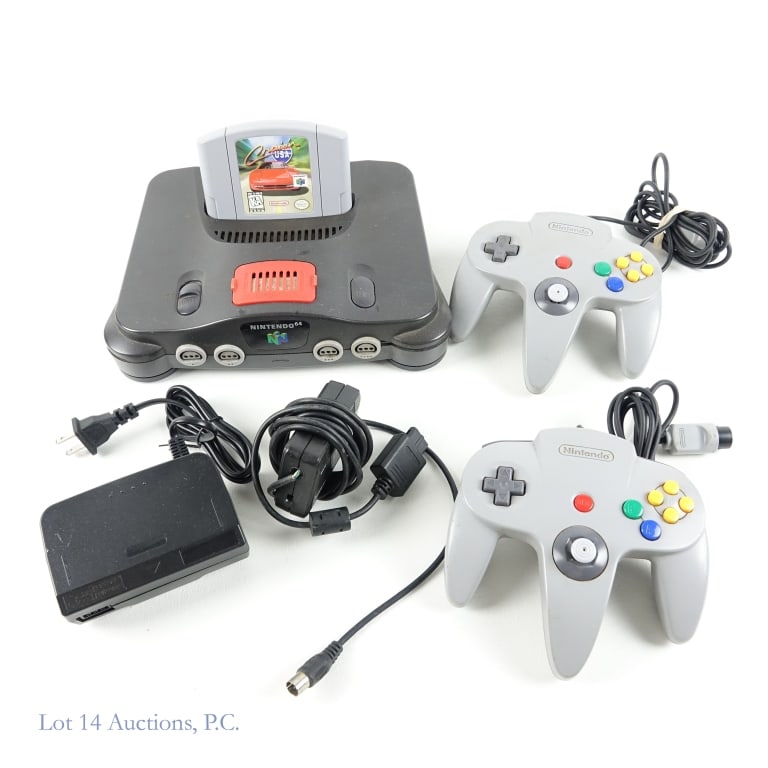 Nintendo 64 N64 Game Console, Expansion Pack, Game: Nintendo 64 game system with expansion pack. Model NUS-001 (USA), S/N ...9648. With two controllers, power and connection cords, and Cruisin USA game. TESTED and WORKING.