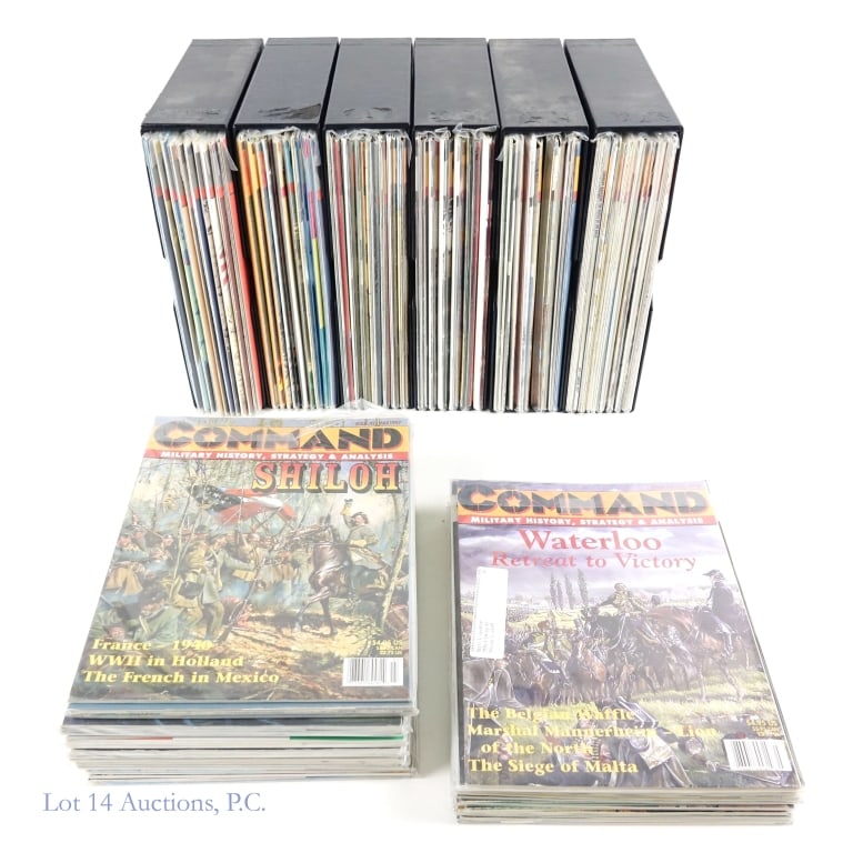 Command Magazines #1-54 (Complete Set): Command Magazine: Military History, Strategy & Analysis. Issues #1-54 are a complete set with their board games and book supplements. Game pieces are unpunched and intact. No significant damage to the