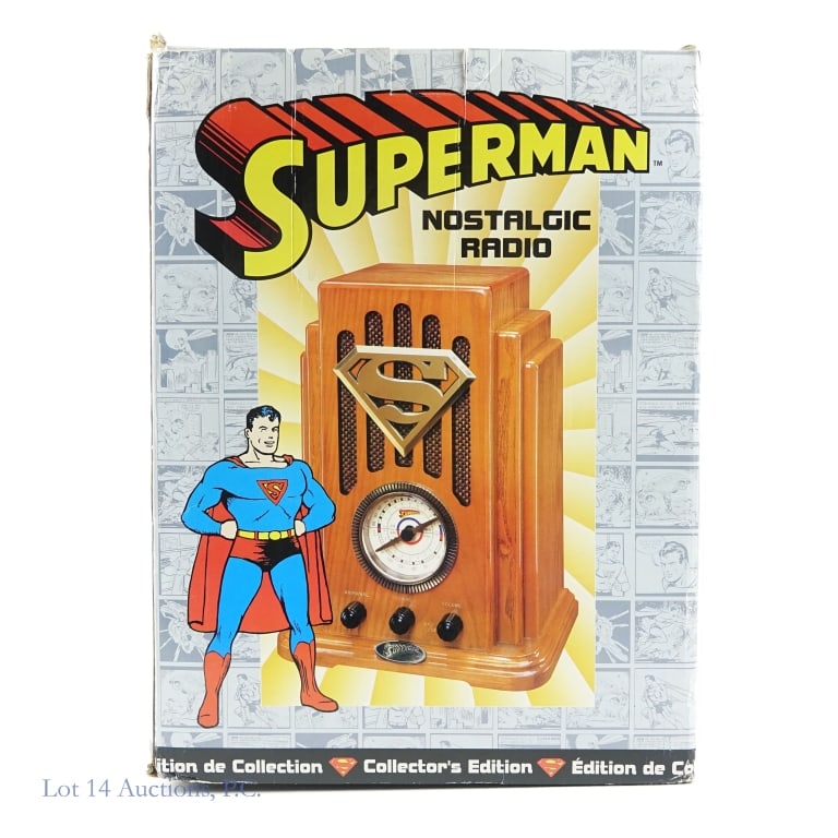 Superman Nostalgic Radio, in Box: Superman Nostalgic Radio in original box. Wooden case, 1998. Untested.