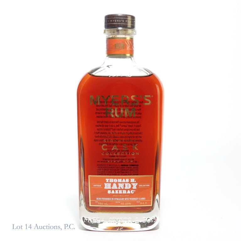 Myer's Signature Cask Thomas H. Handy Sazerac Rum: Myer's Very Rare Signature Cask Collection Rum, 84.5 Proof, 750 ml, finished in Thomas H. Handy Sazerac Rye casks (BTAC).