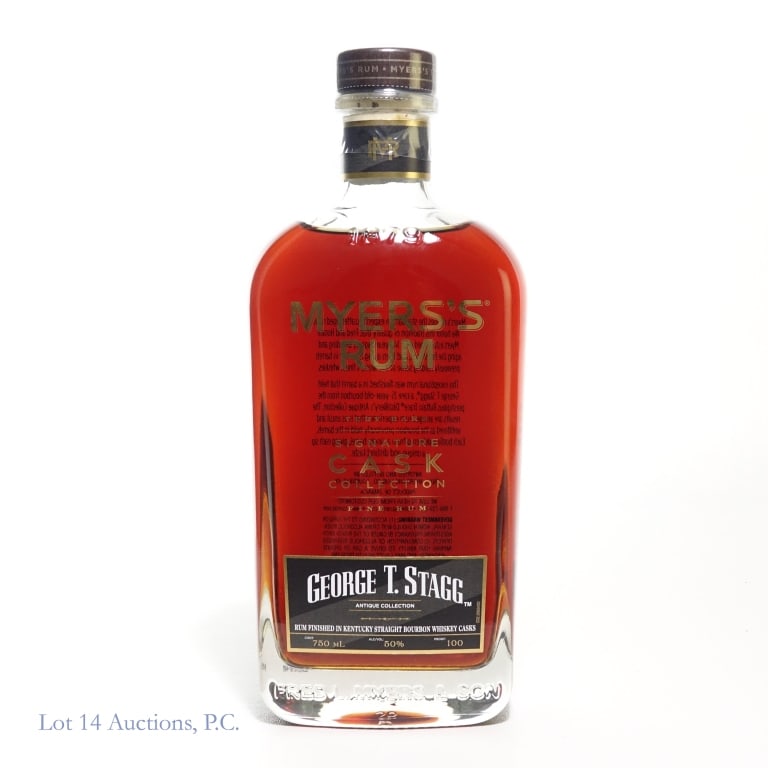 Myer's Signature Cask George T. Stagg Rum: Myer's Very Rare Signature Cask Collection Rum, 100 Proof, 750 ml, finished in George T. Stagg Bourbon casks (BTAC).
