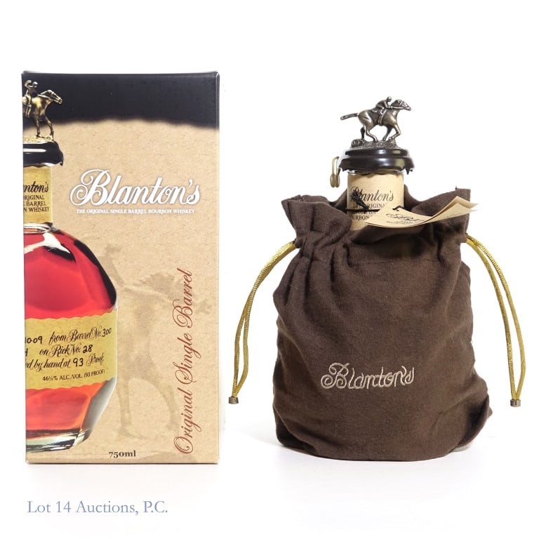 Blanton's Single Barrel Bourbon "L": Blanton's Single Barrel Bourbon, 93 Proof, 750 ml, Letter L, Dump Date: 01-03-23, Barrel #279, Bottle #151. Box and bag included.