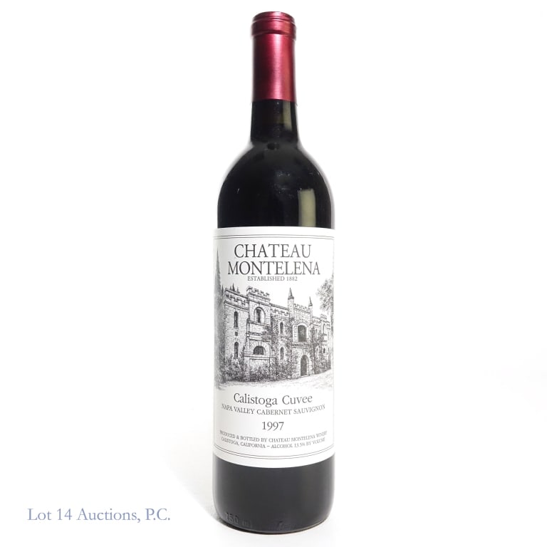 1997 Chateau Montelena Cabernet Calistoga Cuvee: 1997 Chateau Montelena Cabernet Sauvignon Calistoga Cuvee, 13.5% ABV, 750 ml, Vintage: 1997, Region: Napa Valley, California. Sediment on bottom of bottle congruent with age. 98 rating by Robert Parke