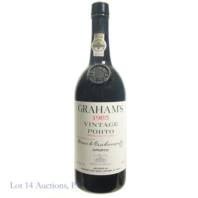 1985 Graham's Vintage Port: 1985 Graham's Vintage Port, 20% ABV, 750 ml, Vintage: 1985.