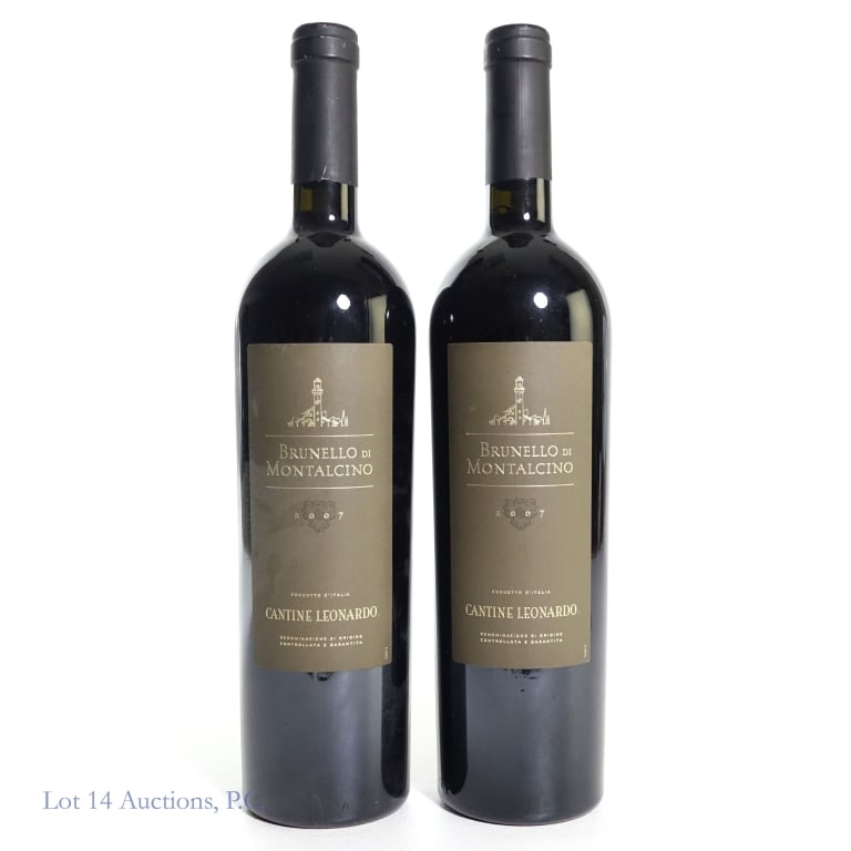 2007 Cantine Leonardo da Vinci Brunello (2): 2 bottles total in this lot. 2007 Cantine Leonardo da Vinci Brunello di Montalcino DOCG, 13.5% ABV, 750 ml, Vintage: 2007, Region: Tuscany, Italy, Varietal: Sangiovese, Denominazione di Origine Contro