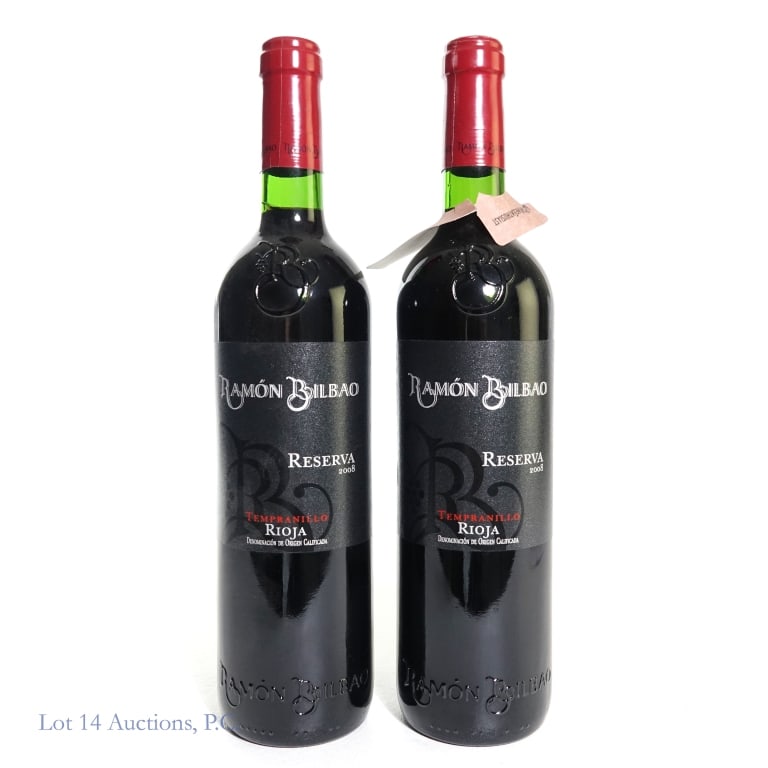 2008 Ramon Bilbao Reserva Tempranillo Rioja (2): 2 bottles total in this lot. Bodegas Ramon Bilbao Reserva Tempranillo Rioja, 14% ABV, 750 ml, Vintage: 2008, Region: Rioja, Spain (x2).