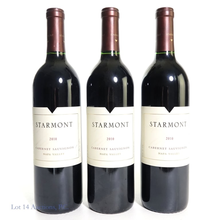 2010 Starmont Napa Valley Cabernet Sauvignon (3): 3 bottles total in this lot. 2010 Starmont Napa Valley Cabernet Sauvignon, 14.5% ABV, 750 ml, Vintage: 2010, Region: Napa Valley, California.