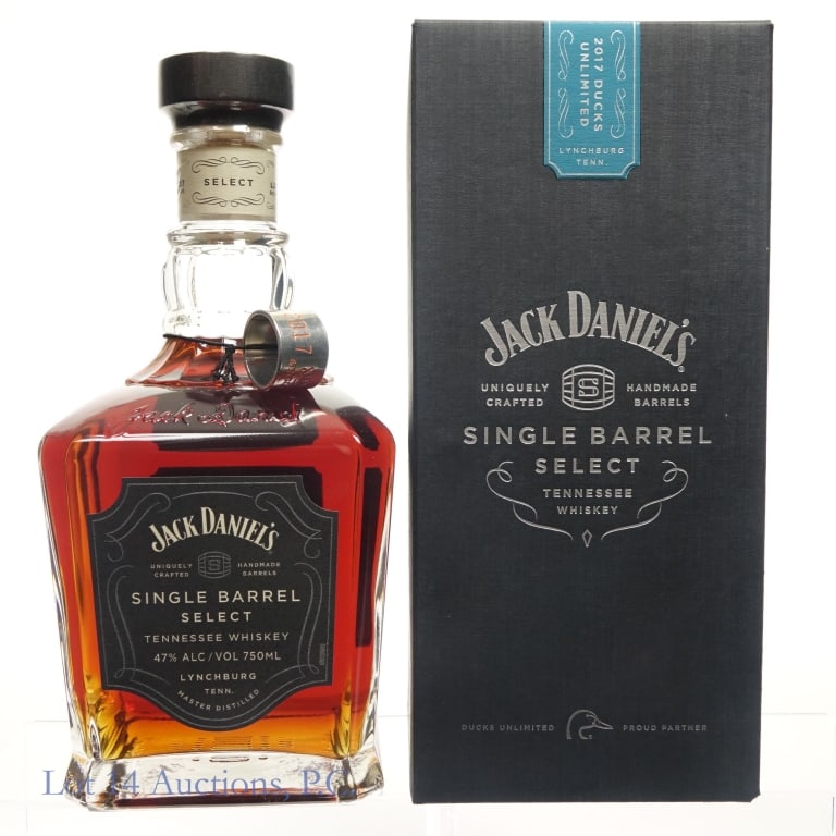 Jack Daniel's Ducks Unlimited Tenn. Whiskey (2017): Jack Daniel's Single Barrel Ducks Unlimited Tennessee Whiskey (2017), 94 Proof, 750 ml, Bottled: 08-29-17, Barrel #17-5826. Box included.