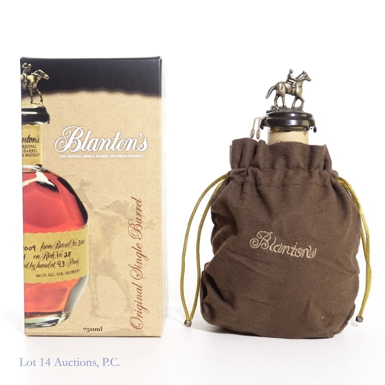 Blanton's Single Barrel Bourbon Store Pick "B": Blanton's Single Barrel Bourbon, 93 Proof, 750 ml, Bill's Package Store Barrel #228 Private Selection, Letter B, Dump Date: 09-30-21, Barrel #228, Bottle #119. Pick sticker peeling. Box and bag includ